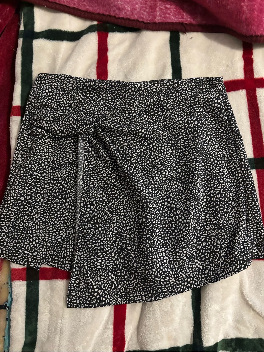 Zara Black and White Leopard Print Mini Skort